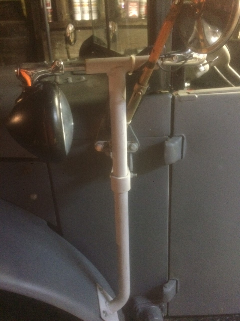 This is an exact replica he had made of the spotlight post the military only had on telephone repair trucks. There were specs in some old documents and they did a CAD copy of them. The light is a park police light, maybe I can find an older light someday.